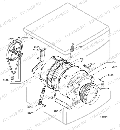 Взрыв-схема стиральной машины Aeg Electrolux LN58460 - Схема узла Functional parts 267